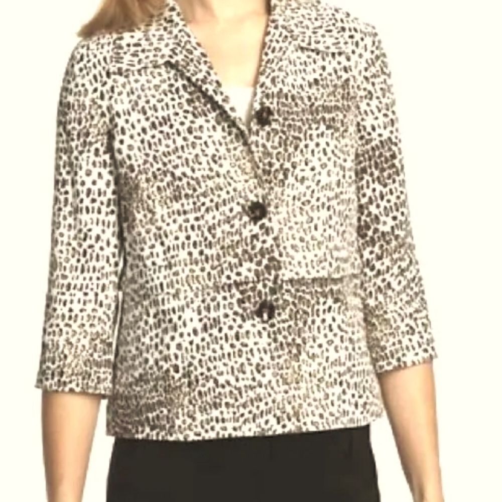 EC PENDLETON PETITE CHEETAH PRINT  PALM DESERT LINEN BLEND JACKET SZ. PL